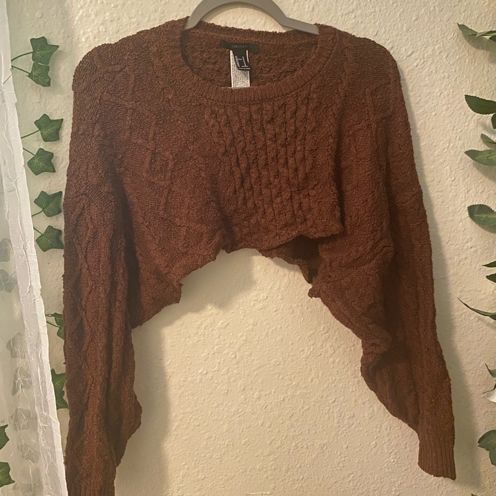 brown cropped sweater